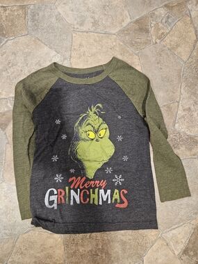 jumping beans Olive and Charcoal Long-Sleeve Raglan Tee with Grinch Graphic